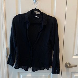 Black sheer button up